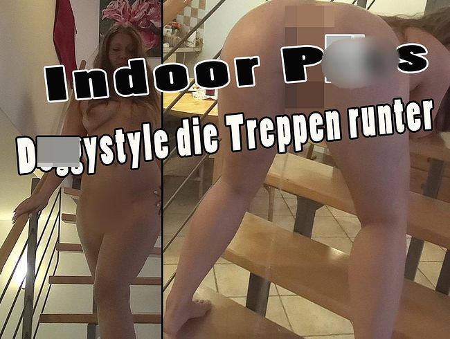 CaroCream Porno Video: INDOOR pi**! dog*ystyle die Treppe runter